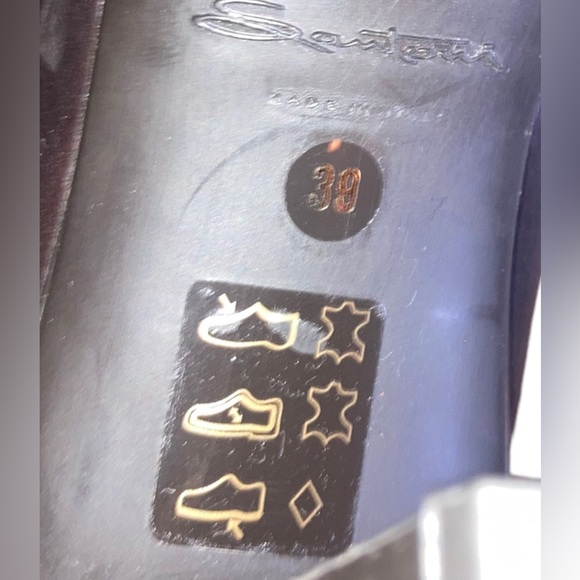 Santoni high heel platform boots black brown leather - Picture 10 of 11